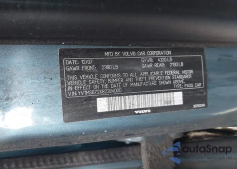 2008 Volvo S40 T5 from USA, damaged, VIN YV1MS672X82384000